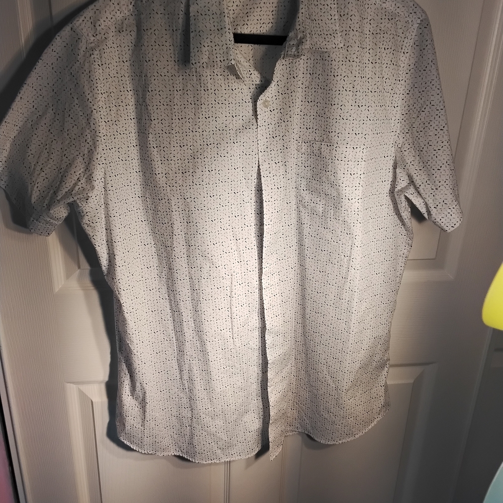 Van Heusen Light Gray Patterned Button Down Shirt - image 1